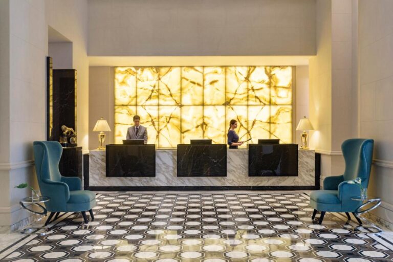 Reception of the Alvear Icon Hotel, the hotel used for the Antarctica Marathon 2025