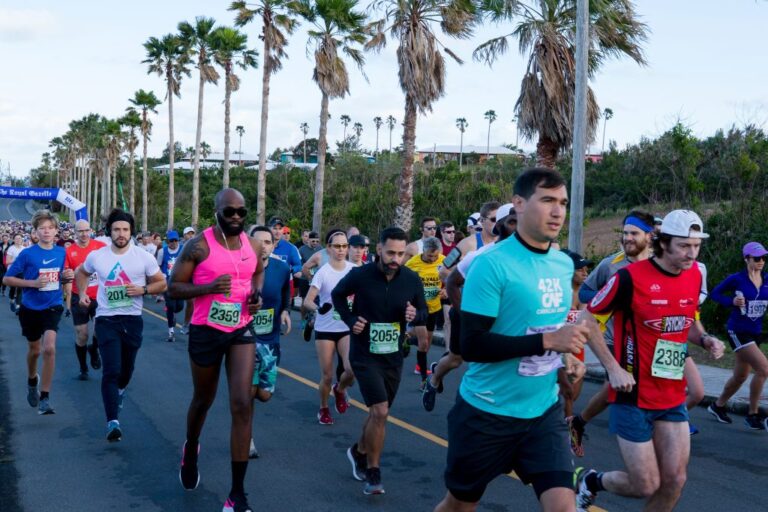 Runners taking part in the 10km race ahead of the Bermuda Triangle Challenge 2025