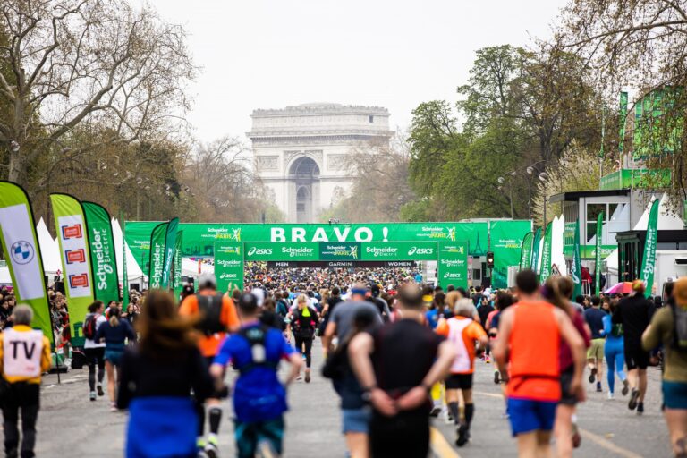 Picture of the finish line at the Paris Marathon 2025