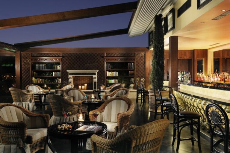 Outside terrace at the Royal Olympic hotel, hotel on offer at the Athens Marathon 2024 with Marathon Tours & Travel