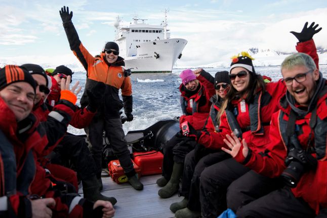 Runners on the Antarctica Marathon, one of the core marathons on the Seven Continents Club
