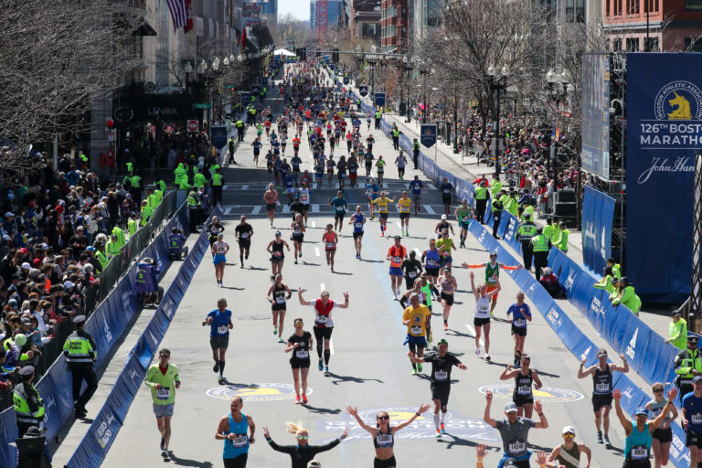 Photo of runners finishing the Boston Marathon 2025