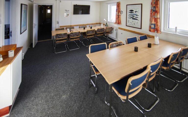 Dining area at the Old Camp Hostel, hotel option for the Polar Circle Marathon 2024