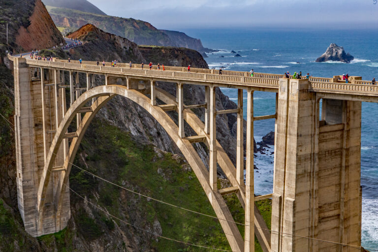 Photo of the Big Sur Marathon 2025 passing over the Garrapata Bridge