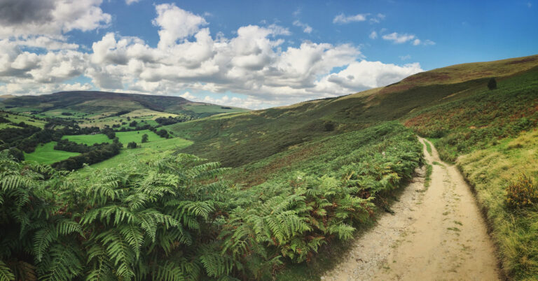 Beautiful landscape in Hope Valley, Derbyshire, Peak District on the Trail Escape Manchester route