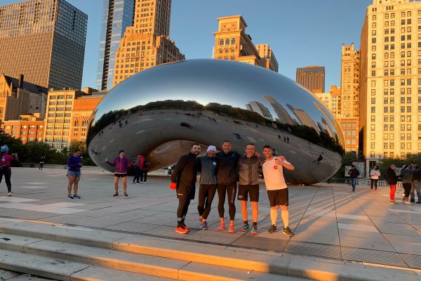 Runners ahead of the Chicago Marathon