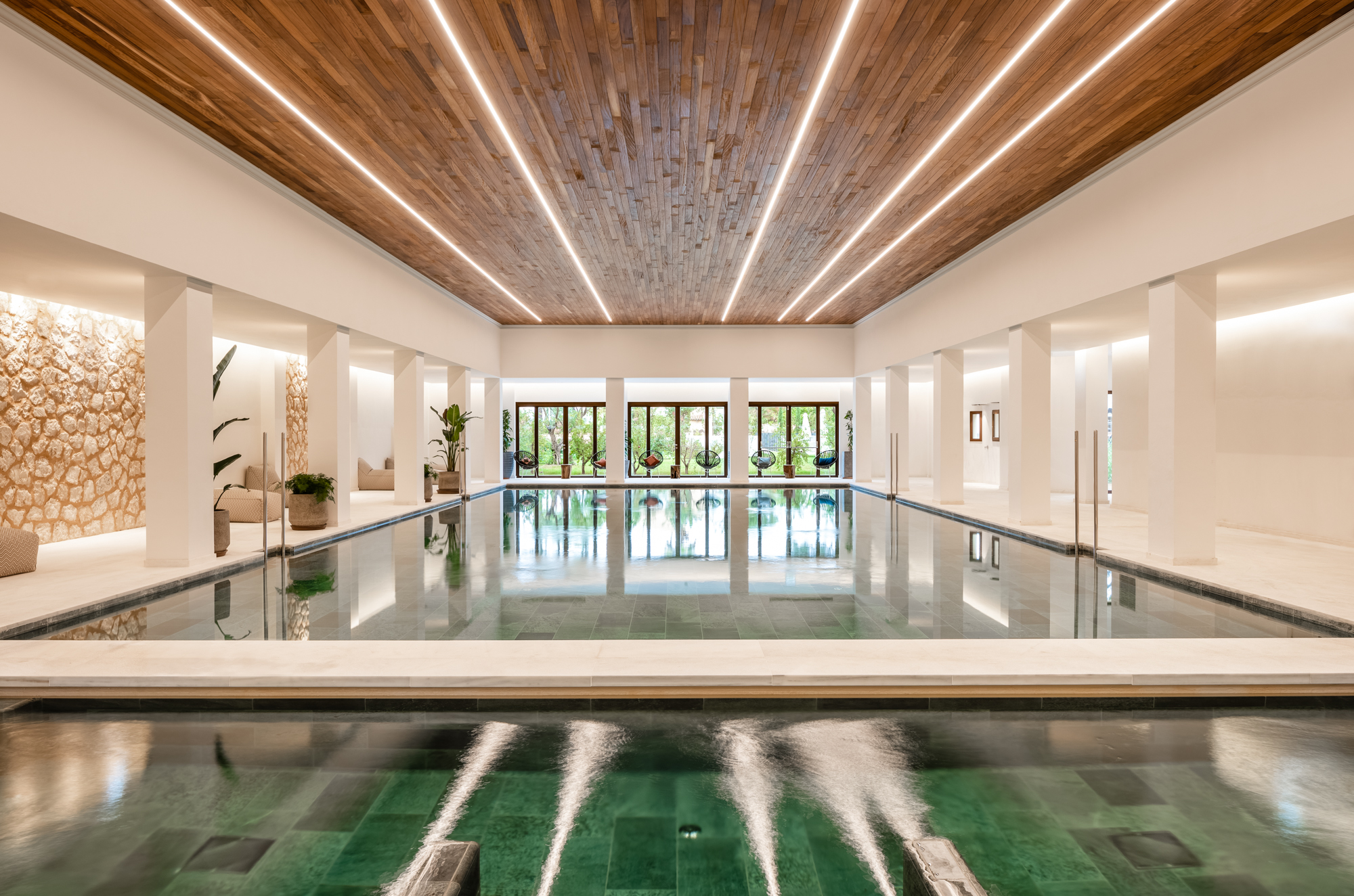 The indoor pool at the Kimpton Aysla Mallorca